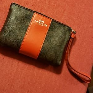 Coach Brown & Red wristlet